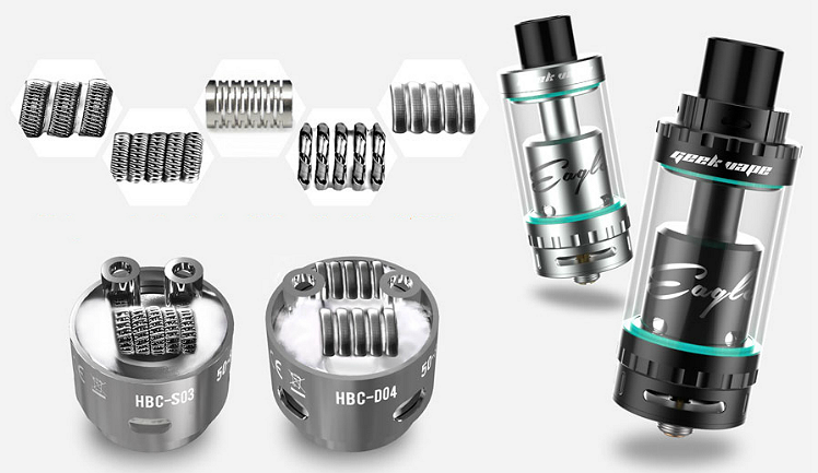 ATOMIZER - GEEK VAPE Eagle 25 RTA with Hand-Built Coils ( Stainless )	