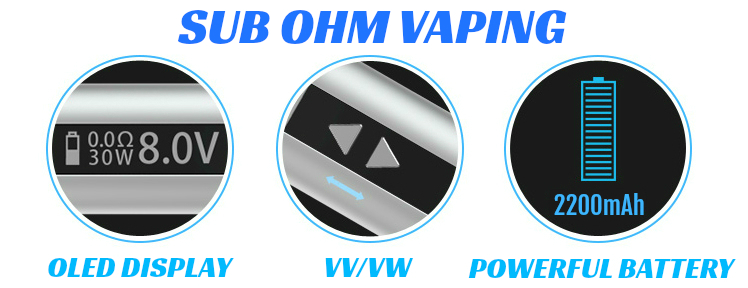 BATTERY - Eleaf iStick 30W - 2200mA VV/VW Sub Ohm ( Stainless )