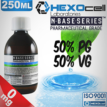 D.I.Y. - 250ml HEXOcell eLiquid Base (50% PG, 50% VG, 0mg/ml Nicotine)