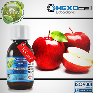 100ml RED APPLE 9mg eLiquid (With Nicotine, Medium) - Natura eLiquid by HEXOcell