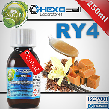 250ml RY4 9mg eLiquid (With Nicotine, Medium) - Natura eLiquid by HEXOcell