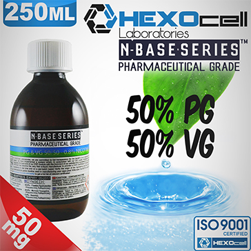D.I.Y. - 250ml HEXOcell eLiquid Base (50% PG, 50% VG, 50mg/ml Nicotine)