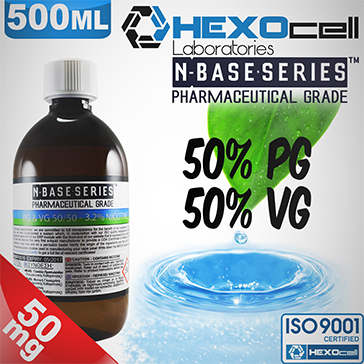 D.I.Y. - 500ml HEXOcell eLiquid Base (50% PG, 50% VG, 50mg/ml Nicotine)