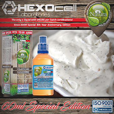 60ml VANILLA BUZZ SPECIAL EDITION 3mg High VG eLiquid (With Nicotine, Very Low) - Natura eLiquid by HEXOcell