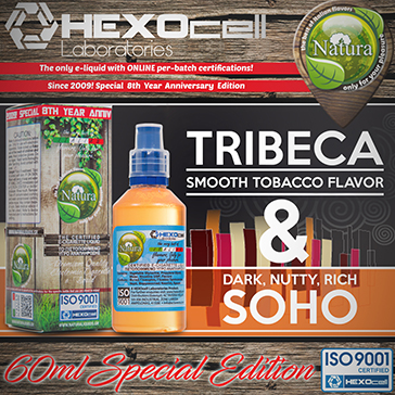 60ml TRIBECA & SOHO SPECIAL EDITION 3mg High VG eLiquid (With Nicotine, Very Low) - Natura eLiquid by HEXOcell