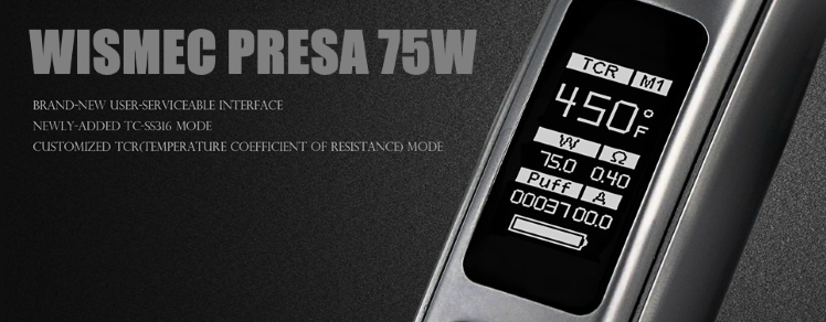 KIT - Wismec PRESA 75W TC Box Mod ( Silver )