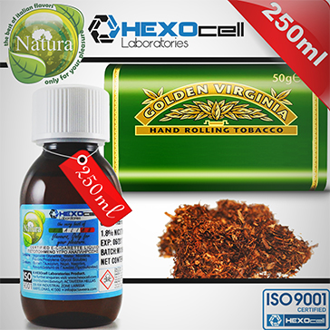 250ml VIRGINIA 9mg eLiquid (With Nicotine, Medium) - Natura eLiquid by HEXOcell