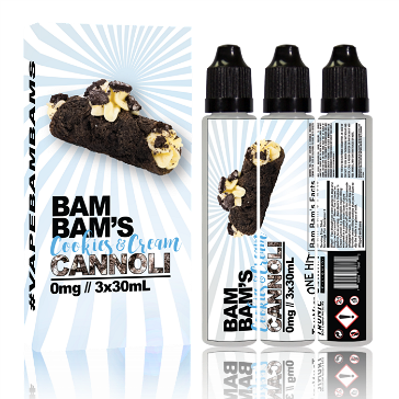 90ml COOKIES & CREAM CANNOLI 3mg High VG eLiquid (With Nicotine, Very Low) - eLiquid by Bam Bam's