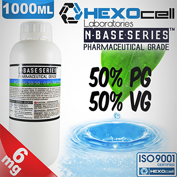 D.I.Y. - 1000ml HEXOcell eLiquid Base (50% PG, 50% VG, 6mg/ml Nicotine)