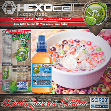 60ml CEREAL BLAST SPECIAL EDITION 9mg High VG eLiquid (With Nicotine, Medium) - Natura eLiquid by HEXOcell